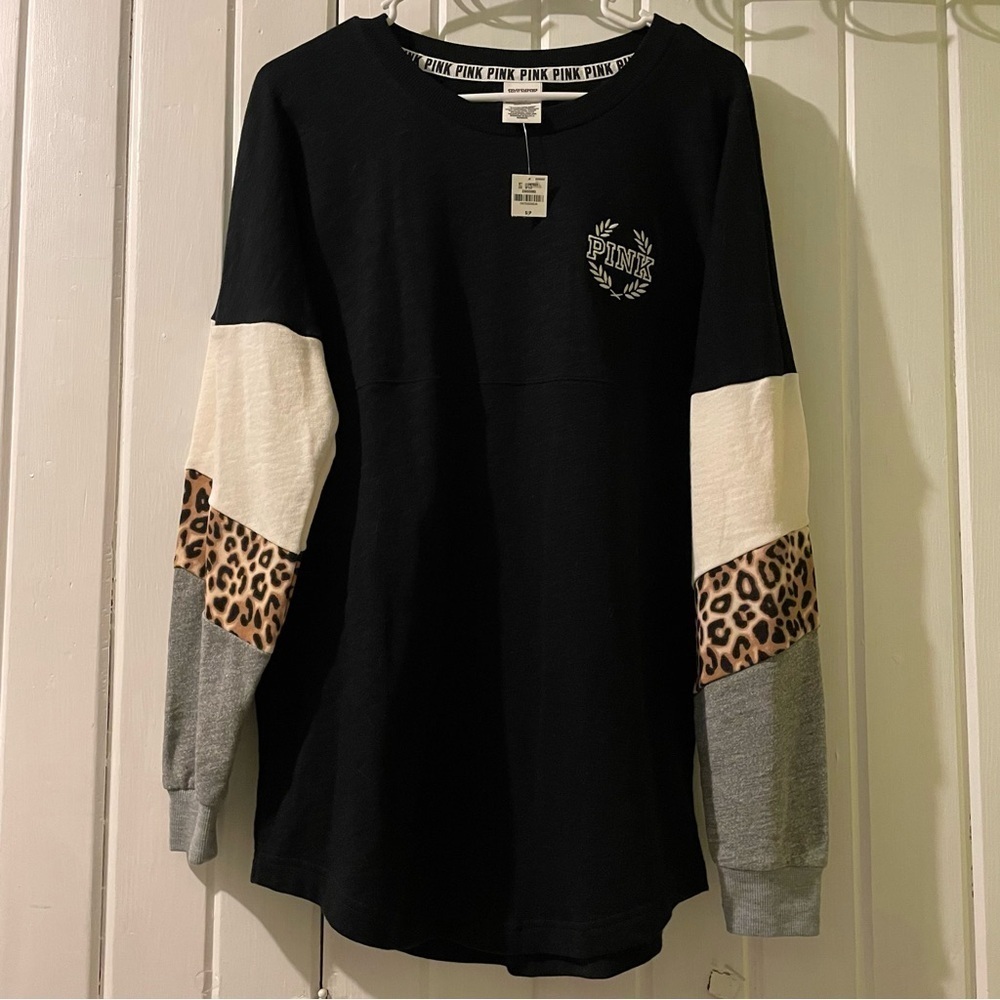 VS. PINK leopard colorblock sweatshirt-small NWT